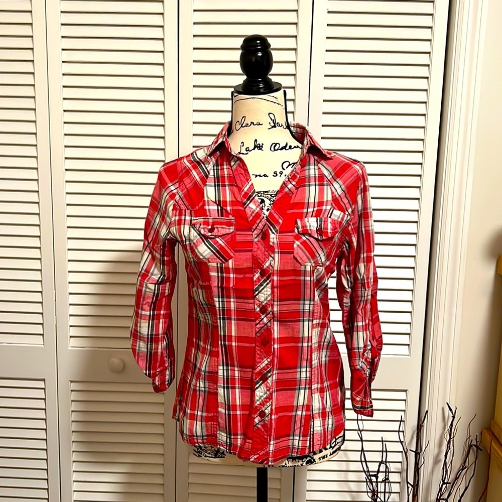 Faded Glory Plaid Button Down Shirt- Flannel Style